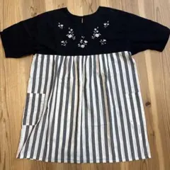 刺繍入りストライプエプロン