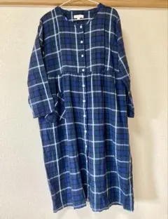 【美品】ニシキ　チェック　ワンピース　マタニティ　パジャマ　授乳ポケット付き　L