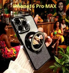 iPhone16 Pro MAX ブラック グリッターケース MagSafe対応