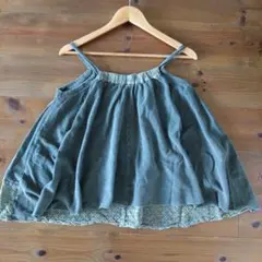 キャミソール　メーア　綿　レース　カーキ　トップス　ＭAR　コットン　ひらひら