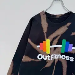 古着 OutFitness スウェット ブリーチ タイダイ ノーブランド 黒