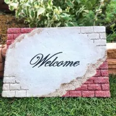 ガーデン雑貨　モルタル造形　ガーデンプレート　ウェルカムプレート