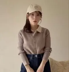 しまむら♡talbyyumi エリツキレイヤードカーディガン　中薄橙　L
