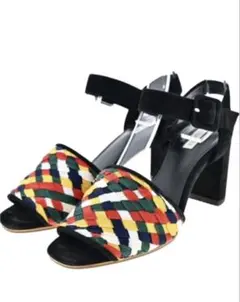 CHEMBUR 編み込みデザイン サンダルヒール　35