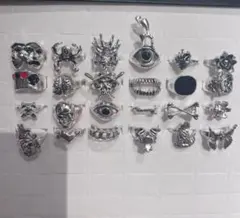 【新品・送料無料】メンズスカルリング24点まとめ売りセット B ゴシック