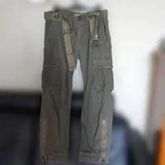 パープルアンドイエロー　カーゴパンツ オリーブ色のサムネイル