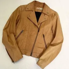 《リアルレザー ライダースジャケット》 ブラウン Sサイズ