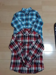 ユニクロのチェック長袖シャツ色違い2枚セット