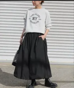 レリューム ウォッシャブルバルーンイージースカート　ブラック　2024