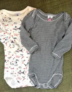 プチバトー 長袖ロンパース 6m 67cm 2枚セット