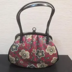 和装用バッグ 花柄 レッド がま口 ハンドバッグ