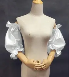 パフスリーブ　つけ袖　ホワイト　ウェディングドレス　結婚式　付け袖