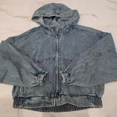 GU フード付きライトブルーGジャン子供 M未使用品タグ無し