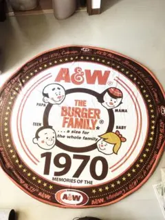 A&W 沖縄限定 1970年代 キャンペーン ラウンドラグ マット（薄手）