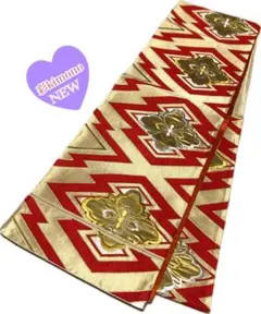 《1B26》＼初心者応援価格・送料無料／ 袋帯 六通 ゴールド 赤 412cm