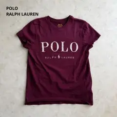 美品✨ポロラルフローレン　ロゴ刺繍Tシャツ ボルドー コットン100%