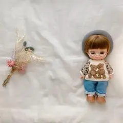 メルちゃんソランちゃん　くまさんノルディック袖トレーナー＆デニムとベレー帽