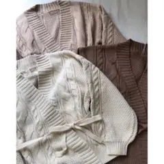 新品　INGNI ケーブル編みカシュクールカーディガン　モカ