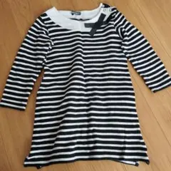 BeBe 子供用ワンピース 110 黒と白のストライプ