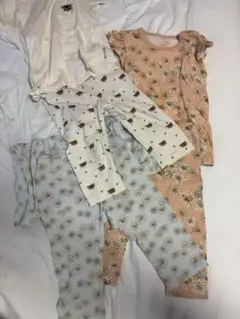 花柄フリル付きトップスとパンツ3柄セット　おまとめ6点