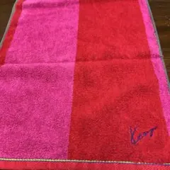 KENZO フェイスタオル 赤/ピンク ストライプ　未使用自宅保管でのほつれありのサムネイル
