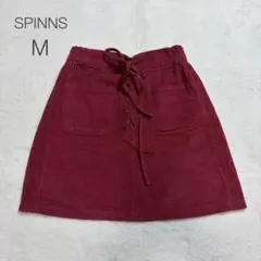 【SPINNS】M良品 コーデュロイ レースアップ タイトスカート ボルドーのサムネイル