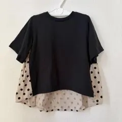 ペアマノン　バック切替ドッキング半袖Tシャツ BLACK サイズ100のサムネイル