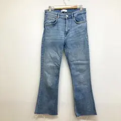 ザラ ZARA デニム フレアパンツ 【M】 ストレッチ カットオフ ブルー