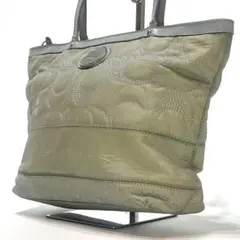 COACH コーチ キルティング トートバッグ ライトグレー ナイロン