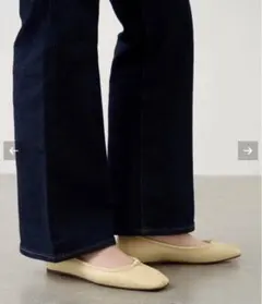 美品/人気☆LE TALON GRISE レザースクエアプリーツフラット