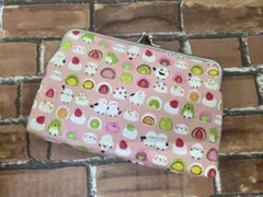 スリムな がま口ポーチ　シマエナガ大福(ピンク)　通帳 お薬手帳 母子手帳ケース