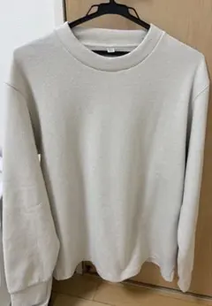 ユニクロ ソフトニットフリースクルーネックT オフホワイト メンズ Lサイズ