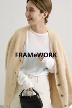 FRAMeWORKフレームワーク コットンフライスシアークルーネックTシャツ