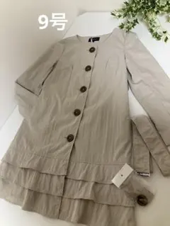 ノーカラー　スプリングコート　トレンチコート