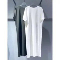 セオリーリュクス　半袖　ワンピース　ロング　ブラック