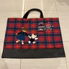 チェック柄 トートバッグ 子供デザイン
