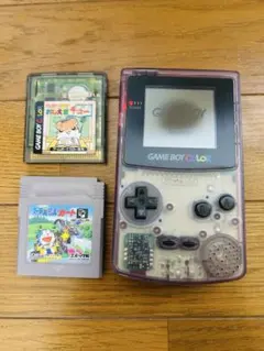 【ジャンク】ゲームボーイカラー クリアパープル 本体とソフト2本付き