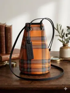 美品⭐️マルコマージ 巾着バッグ チェック オレンジ イタリア製