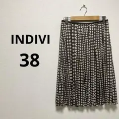 INDIVI インディヴィ フレアスカート 膝丈 ドット 水玉模様 ブラウン 茶のサムネイル