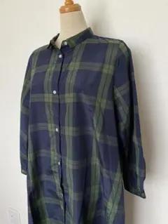 サマンサモスモスSM2ブラックウォッチチェックシャツロングワンピース