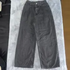 ワイドデニムパンツ ブラック