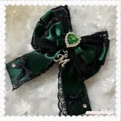 キンブレリボン 濃い緑 ×黒 ミニリボン付きver. ＋M(シルバー)