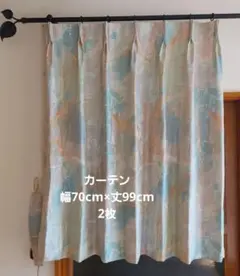 カーテン 幅70cm×丈99cm 2枚 タッセル2本付 ドレープ コットン
