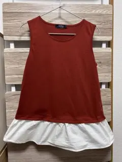 EASTBOY COMET ノースリーブトップス｜赤×白フリル｜重ね着風デザイン