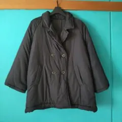 レディース 中綿ハーフコート ダブルボタン 黒