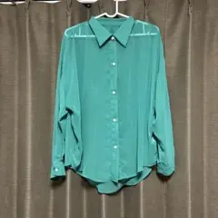 2PINK シアーシャツ 長袖 グリーン緑　シャツ 透け感のサムネイル