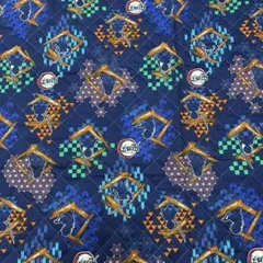 鬼滅の刃 キルティング生地 オックスキルト　107cm×0.54m 紺　　ハギレ