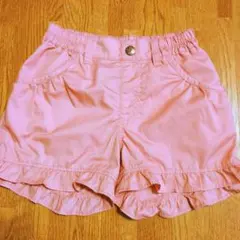 【美品】キッズ 裾フリル ショートパンツ ピンク 150
