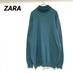 ZARA ザラ タートルネック ニット ハイネック 長袖 ダークグリーン M