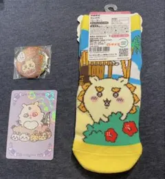 新品ちいかわ　シーサー(靴下まじかるちいかわ缶バッチ カード)3点セット
